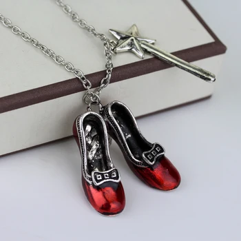 Ожерелье Волшебника очарования, Рубиново-красные тапочки, ювелирные изделия, Рубиновые тапочки Magic Star Oz, подарок для маленькой девочки