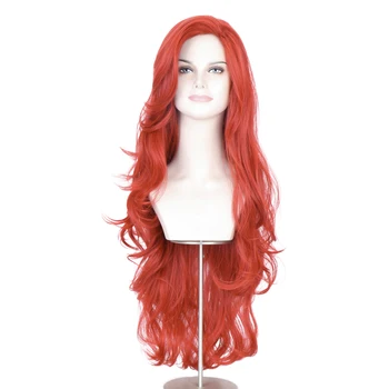 Парик Missuhair Ariel для женщин, костюм на Хэллоуин, 32 дюйма, Русалка, Длинные волнистые рыжие волосы, парик для девочек