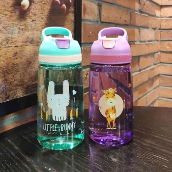 Детская Бутылка Для Воды с Соломинкой, Детский Питьевой Чайник Без BPA, 480 МЛ, Здоровая Пластиковая Портативная Школьная Чашка, Прозрачная Чашка Для Воды