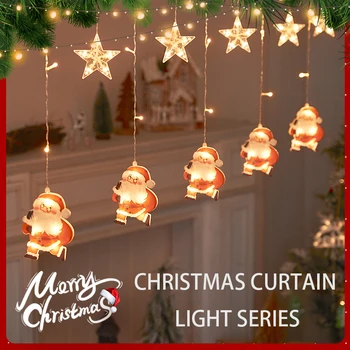 Рождественская светодиодная гирлянда, Рождественский орнамент, Рождественская гирлянда для занавесок, Рождественская елка, декор для спальни, Украшение для дома в саду