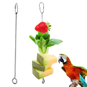 Держатель корма для птиц, шпажка для фруктов, Овощная клетка, Подвесная кормушка из нержавеющей стали, игрушка для попугаев, простая в использовании