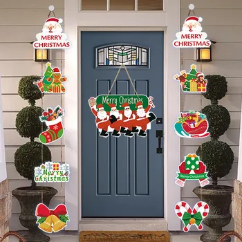 1 пара Веселых Рождественских Дверей Подвесной Баннер Санта Клаус Снеговик Двустишие Navidad 2023 Рождественская Вечеринка Домашний Декор 2024 Новый Год