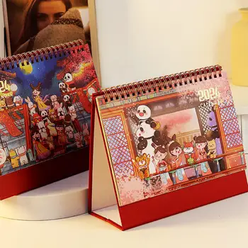 Ретро Настольный календарь в китайском стиле, спиральный Планировщик повестки дня, Милый фарфоровый Календарь, Канцелярские принадлежности, Школьные принадлежности, Рождественский подарок на Рождество