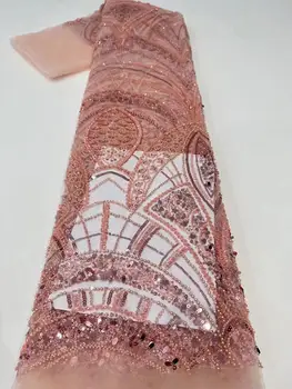 Новейшая фиолетовая кружевная ткань из французского тюля 2023 года, кружевная ткань из сетки с пушистыми перьями, Африканская кружевная ткань с вышивкой для свадебного или вечернего платья