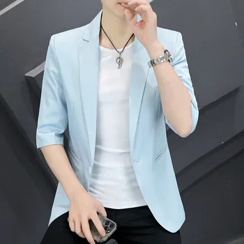 2136-R-Новый летний мужской костюм на заказ с короткими рукавами, свободная корейская версия студенческого тренда, мужской костюм на заказ