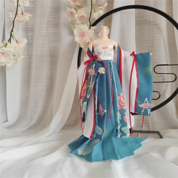 Длинное платье на заказ 1/6 Женской традиции Hanfu, длинное платье, одежда из древнего китайского аниме, костюм для 12-дюймовых игрушек-фигурок