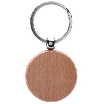 10 шт. пустой круглый деревянный брелок для ключей, деревянные брелки для ключей, бирки для ключей, можно выгравировать подарки своими руками 40x40 мм