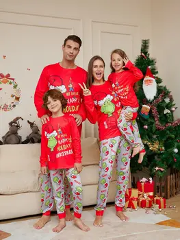 [Распродажа] 2023 Рождественские пижамы Семейный комплект пижамы с длинным рукавом для мамы и детей, для папы и дочки, для мамы и меня, для пар, комплект