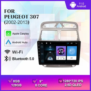 Android 11 Автомобильный Радиоприемник GPS Навигационный Плеер Для Peugeot 307 307CC 307SW 2002-2013 Мультимедиа Стерео WiFi Видео 2din 2 DIN CarPlay