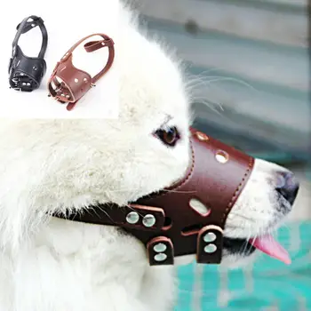 Регулируемый намордник для собак из искусственной кожи против укусов с вентиляционными отверстиями, удобная Дышащая Безопасная крышка для рта собаки