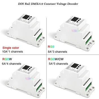 1CH 3CH 4CH 5CH DIN-Рейка Постоянного Напряжения DMX512 Декодер 12V-24V DMX512/1990 PWM RJ45 Одноцветный/RGB/RGBW/RGBCW Светодиодный Контроллер