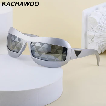 Винтажные солнцезащитные очки Kachawoo, мужские спортивные квадратные очки с серебряным узором, модный стиль, женские уличные ветрозащитные унисекс, прямая поставка