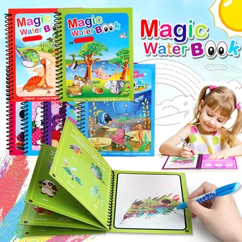 Игрушки Монтессори, Многоразовая Книжка-раскраска, Волшебная книга для рисования водой, Игрушки для рисования, Сенсорные игрушки для раннего образования для детей