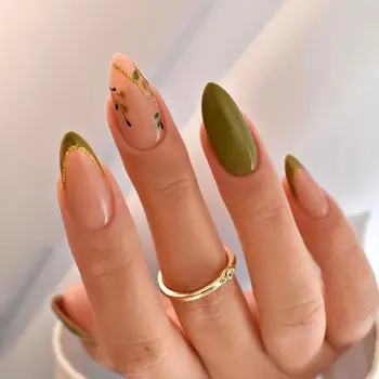 Типсы для ногтей Маникюр своими руками Накладные ногти Французский Простой Длинные Миндалевидные накладные ногти