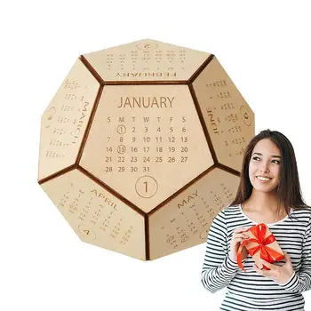 Деревянный календарь, Классный календарь с шестигранными кубиками, Забавный настольный календарь, Эстетичный декор стола, Подарки для мужчин, женщин, сотрудников, коллег.