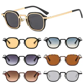 Небольшие квадратные солнцезащитные очки с защитой от UV400, модные очки в металлической оправе Y2K, Солнцезащитные очки для вождения для женщин и мужчин