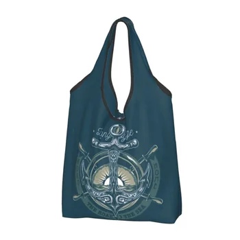 Переработка Ретро Винтажная хозяйственная сумка с морским якорем, женская сумка-тоут, переносные сумки для покупок в морском стиле, автомобильные коврики для покупок в продуктовых магазинах