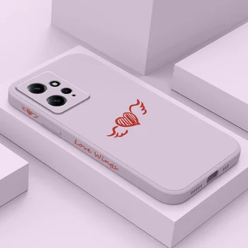 Чехол для Телефона Wings Love Для Xiaomi Redmi Note 12 12S 11 11S 10 10T 10S 9 9S 8 7 Pro Plus 4G 5G Жидкий Силиконовый Чехол