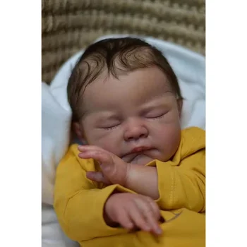 20-дюймовая кукла-Реборн, Август, уже раскрашенная, законченная 3D-роспись спящей куклы-младенца с прикорневыми волосами вручную