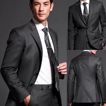 2023 Новый модный мужской костюм, сшитый на заказ, обычный свадебный комплект цвета древесного угля для мужчин, приталенные смокинги жениха.