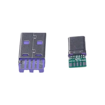 1 Комплект USB-адаптера быстрой зарядки Type-C 65 Вт 5A для Сварки Штекерного разъема с 5-контактной печатной платой Type A Male 5Pin Type-C DIY Data Charge DIY Kit