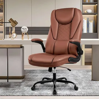 Офисное кресло, кресло для руководителей, Большое и высокое офисное кресло, эргономичное кожаное кресло с регулируемыми откидными подлокотниками высокой высоты