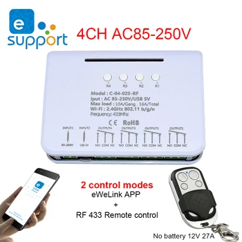 4-Канальный Модуль WiFi Switch eWeLink APP, Беспроводной Переключатель eWeLink Remote Control DIY Smart Home 4Gang Relay работает с Alexa Google Home
