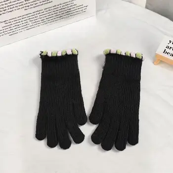 Вязаные перчатки Теплые вязаные перчатки с сенсорным экраном для мужчин и женщин, утолщенные Зимние велосипедные перчатки с полной растяжкой пальцев, ветрозащитные