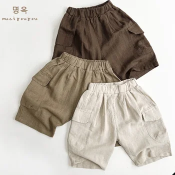 Летние детские модные повседневные брюки, однотонные хлопчатобумажные шорты, от 1 до 6 лет, шорты для маленьких девочек и мальчиков, Детские брюки в корейском стиле