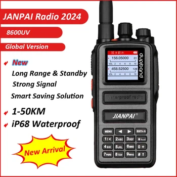 JIANPAI 8600UV Портативная Рация Дальнего Действия Двухдиапазонная IP68 Водонепроницаемая Портативная Двусторонняя Радиостанция Высокой Мощности 6800 мАч Автоматическая частота