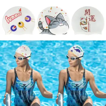 Плавательные шапочки Силиконовая водонепроницаемая шапочка для плавания для мужчин и женщин, для взрослых, с длинными волосами, для бассейна, для дайвинга, для плавания, Эластичные шапочки