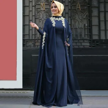 Саудовская Аравия Вечерние платья с длинными рукавами 2021, Дубай, Кафтан, Кружевные аппликации, Красивые Элегантные Вечерние Длинные мусульманские вечерние платья