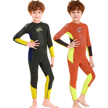 Новый детский теплый купальный костюм 2,5 мм, цельный водолазный костюм, мужской, с длинными рукавами, защищающий от холода, для дайвинга и серфинга с медузами
