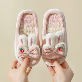 Весенне-осенние милые детские теплые тапочки YM, дышащие нескользящие Мягкие толстые мультяшные домашние тапочки для девочек и мальчиков, детская обувь