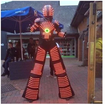 Изменяющий цвет RGB светодиодный костюм Робота для ночных клубов и вечеринок Светодиодная одежда Легкие костюмы светодиодный костюм робота Kryoman david robot dance wear