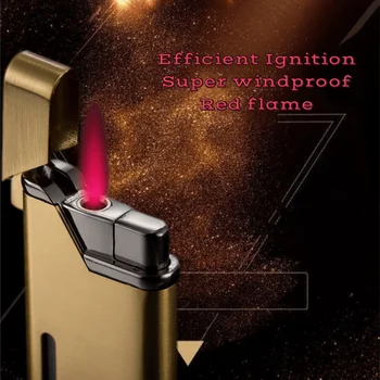 Металлическая ветрозащитная газовая зажигалка Red Flame Personality, портативная газовая горелка, гаджеты для мужчин