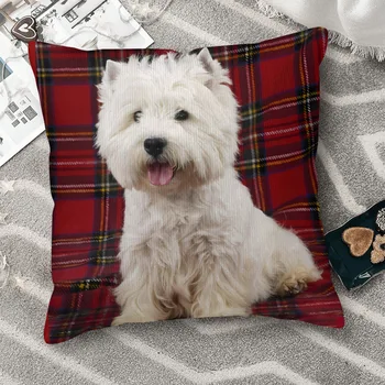 Белый в шотландскую клетку для собак породы Коджинс Вест Хайленд Терьер, Наволочка, чехлы для домашнего дивана, кресла, Декоративный рюкзак