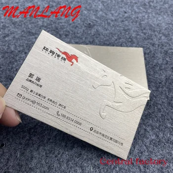 Роскошная визитная карточка из бумаги с тиснением Jazz Metallic Platinum весом 500 г с логотипом из фольги