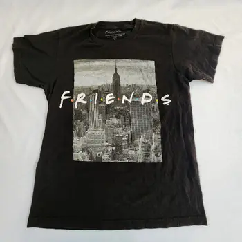 Друзья, Черная Хлопчатобумажная футболка С коротким рукавом Мужская S (bin30) с длинными рукавами