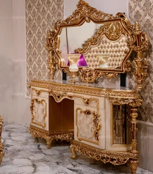 Французский роскошный столик для макияжа из цельного дерева с резьбой Европейский туалетный столик стол для макияжа мебель для спальни на заказ