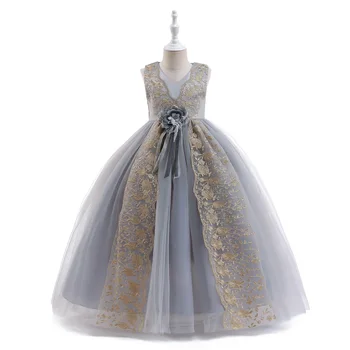 Платье для девочки-цветочницы из кованой ткани, длинное платье принцессы для девочки-цветочницы, детское фортепианное представление