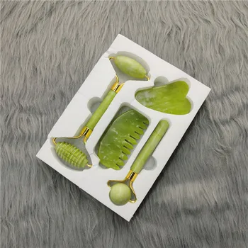 Натуральный нефритовый роликовый массажный набор Guassa Guassa Board Гребень Зеленый скребок Для акупунктуры тела Спа-инструмент для омолаживания лица