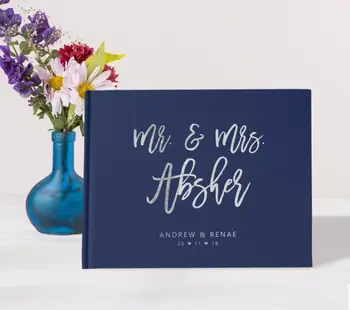 персонализированная Свадебная темно-синяя Гостевая книга Для Входа, свадебные журналы Mr & Mrs, Гостевая книга Instant Photo ablums