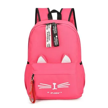Рюкзак Большой емкости для девочек, 14-дюймовый Водонепроницаемый рюкзак для ноутбука, Высококачественные милые школьные сумки с рисунком кота, Женский рюкзак KC-092