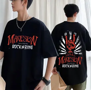 Мужская футболка Maneskin Best Rock Am Ring, мужская и женская футболка итальянской рок-группы, ретро-хип-хоп, готические футболки оверсайз, повседневная уличная одежда