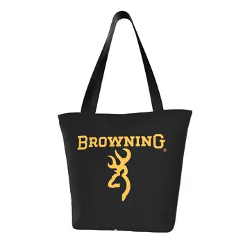 Хозяйственная сумка с логотипом Browning, женская холщовая сумка через плечо, портативные продуктовые сумки для покупок.