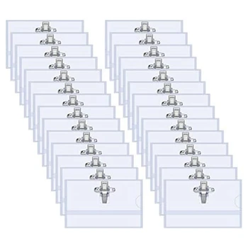 100 ШТ Горизонтальных держателей именных бейджей в стиле булавок Со вставками Fit Card 90x55 мм Прозрачный