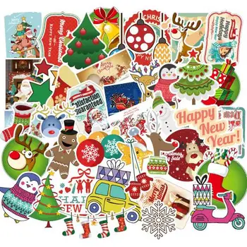 100 шт./лот, водонепроницаемые рождественские наклейки Kawaii, Милые декоративные Рождественские наклейки для скрапбукинга, подарок для детей