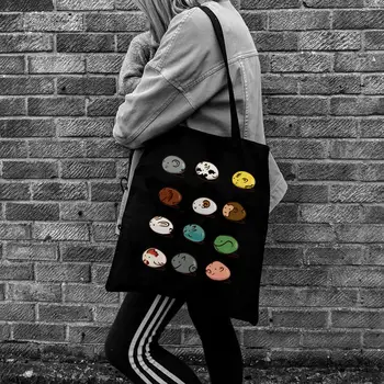 Корзина с Фруктами Японского Аниме Kawaii Custom Tote Bag Shopping Cartoon Kyo Sohma Черные Дорожные Холщовые Сумки Eco Shopper Bag