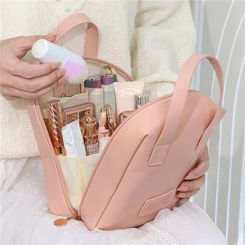 Косметические сумки Для женщин, Элегантная косметичка из искусственной кожи, органайзер для туалетных принадлежностей, сумка для хранения, Корейская сумка для ручной работы, сумка для макияжа